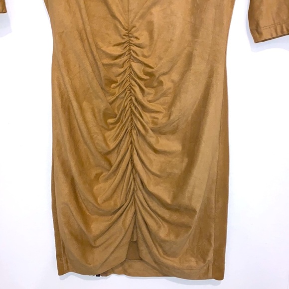 NWT Bebe Mini Dress Body-Hugging “Suede-like” Material Tan Small - Picture 8 of 12